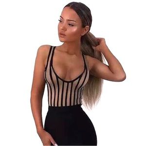 Sexy bodysuit black and nude small